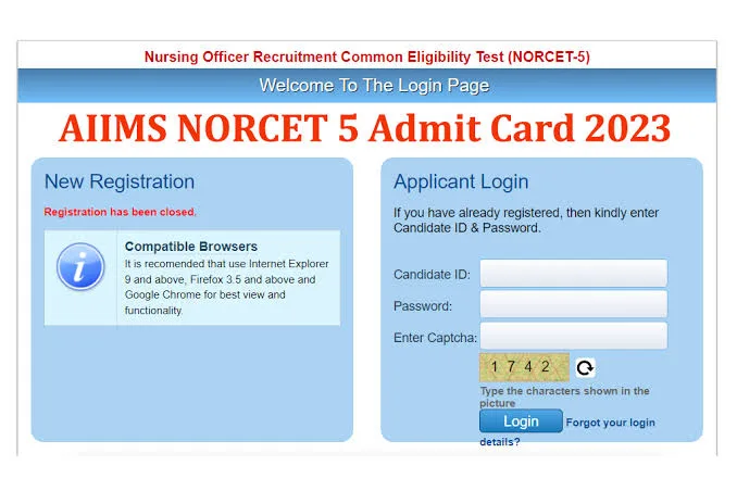 AIIMS NORCET 5 Admit Card 2023, Download From Here Link - Govjobyojana.com